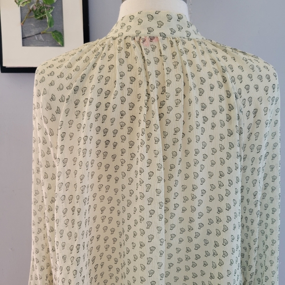 Samuji V Neck Semi Sheer Flowy Allover Print Blouse M - Picture 7 of 14